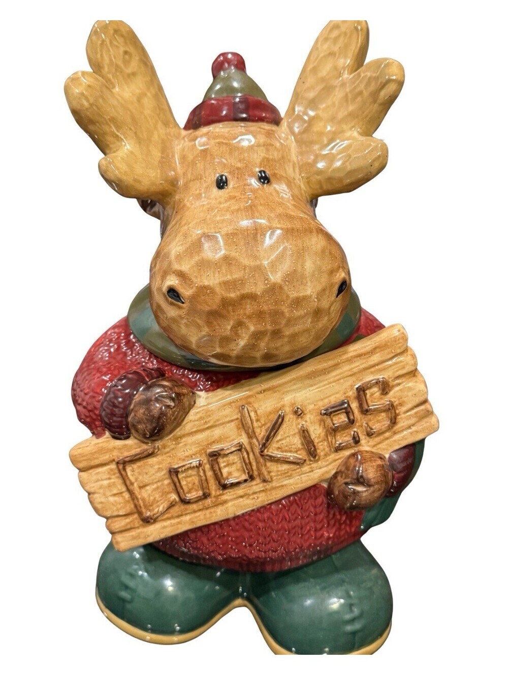 St. Nicholas Square Heartland Ceramic Moose Cookie Jar Christmas Holiday